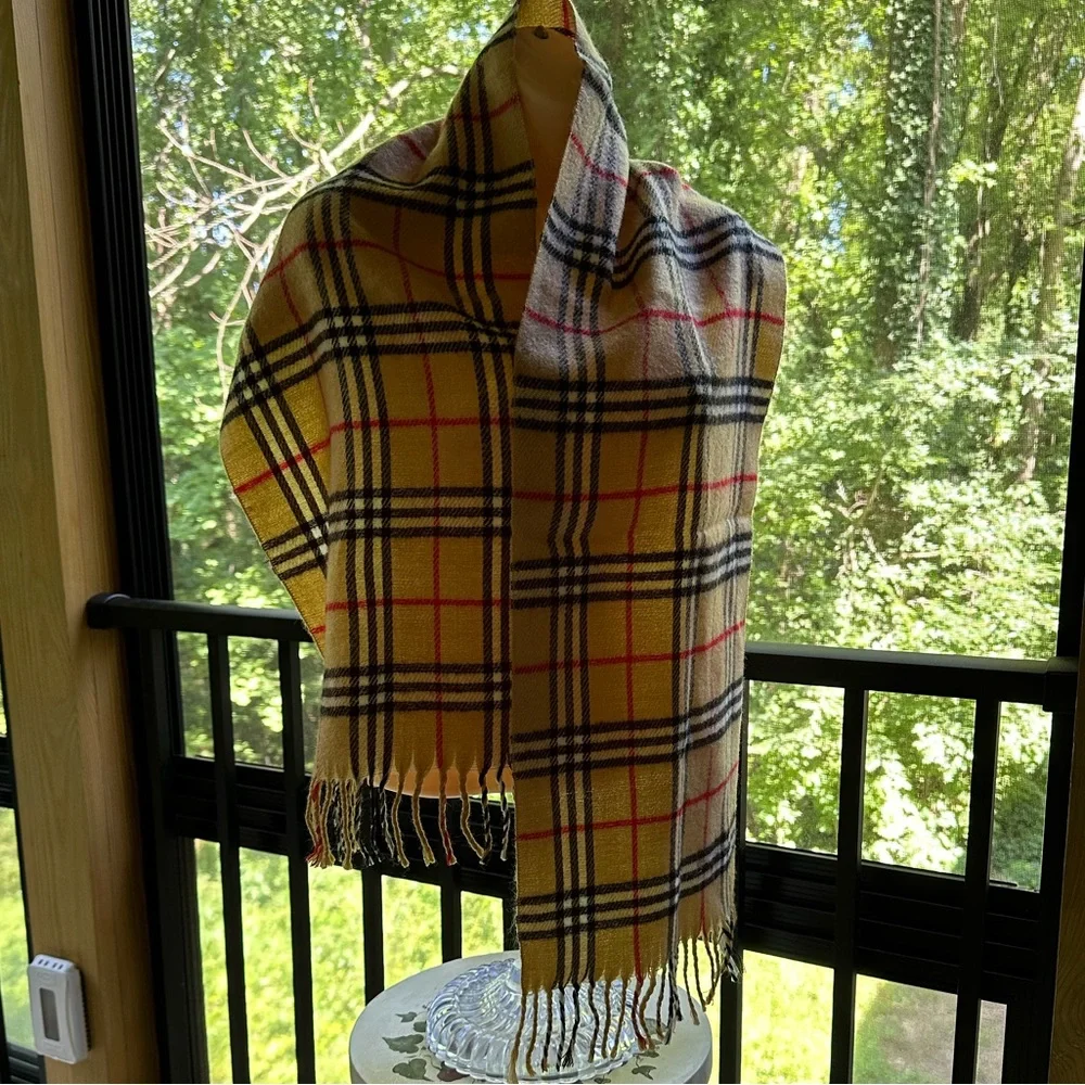 Cashmere Quiet Luxury New England Plaid Classic Vintage Neutral Scarf ~ Unisex
